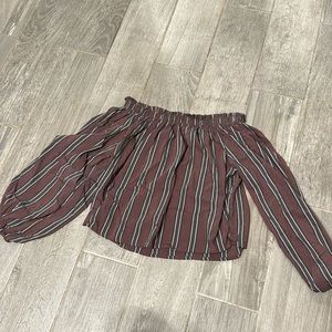 Pull & Bear Off Shoulder Stripe Top, Size L